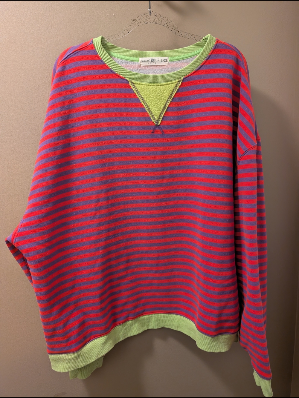 NATURAL LIFE Oversized "Taffy Twist" Striped Pullover Size L/XL Summer Fun